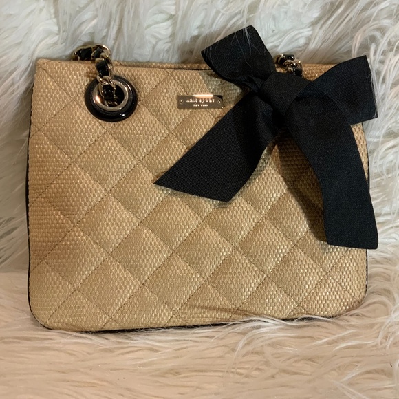 Kate Spade Tan Woven Purse with Bow - Picture 1 of 8